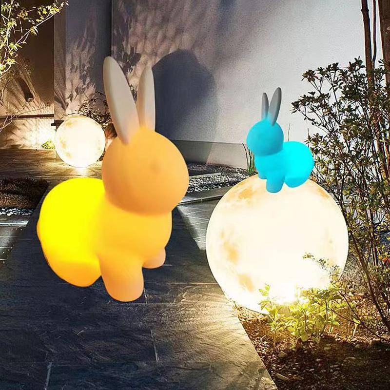 中秋光户兔商场饰落地月装兔外防水庭MQT院景观LED动物造型灯发遥