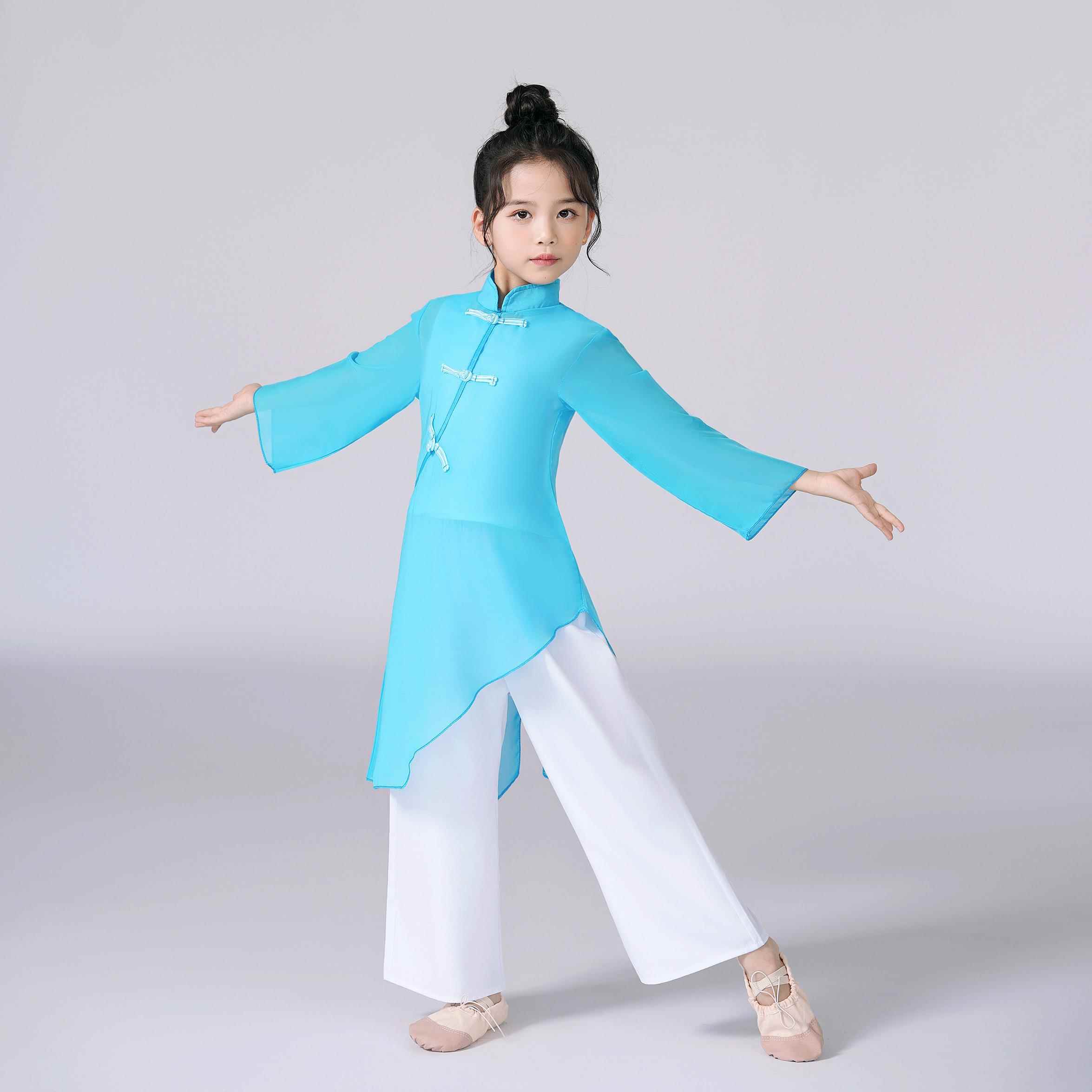高档儿古典舞表演服童服装中式武术服装女子合练习唱团万江男孩太