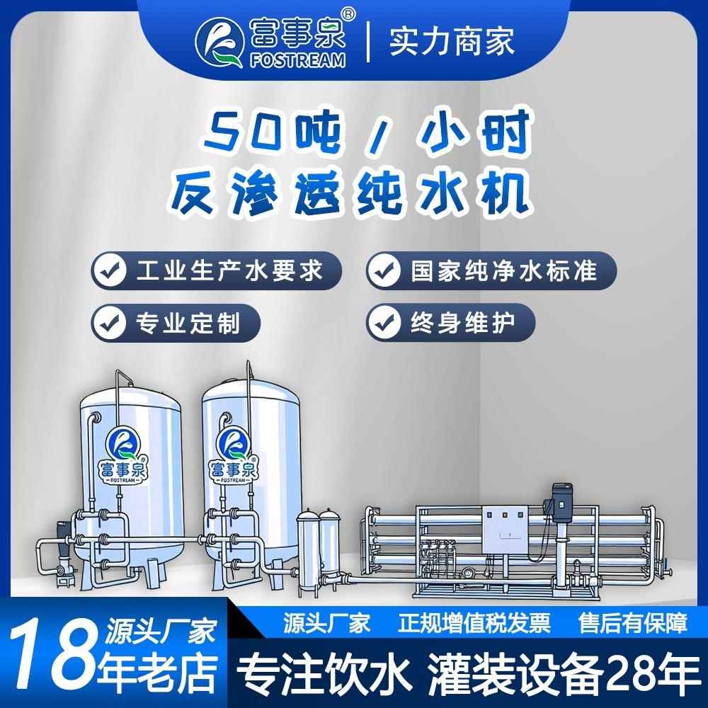 江门市生产厂家全自动50吨每小时大型工程反渗透纯净水饮用水设备