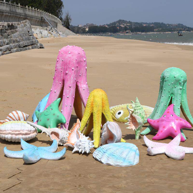 海洋主题装饰大海螺贝壳海星玻璃钢雕塑沙滩水上乐园动物摆件