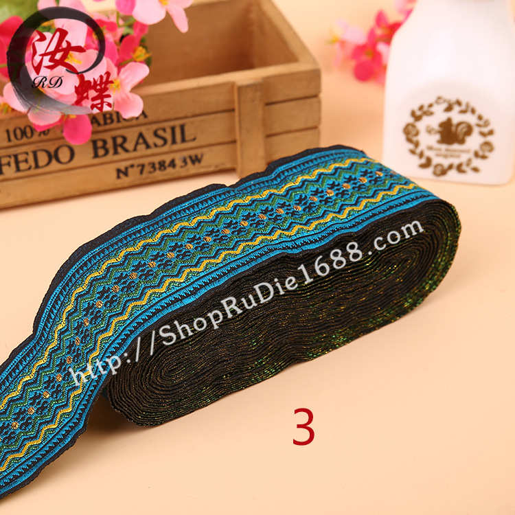 汝蝶5cm民族花边电脑提花织带服装辅料涤纶线花边电商热销品