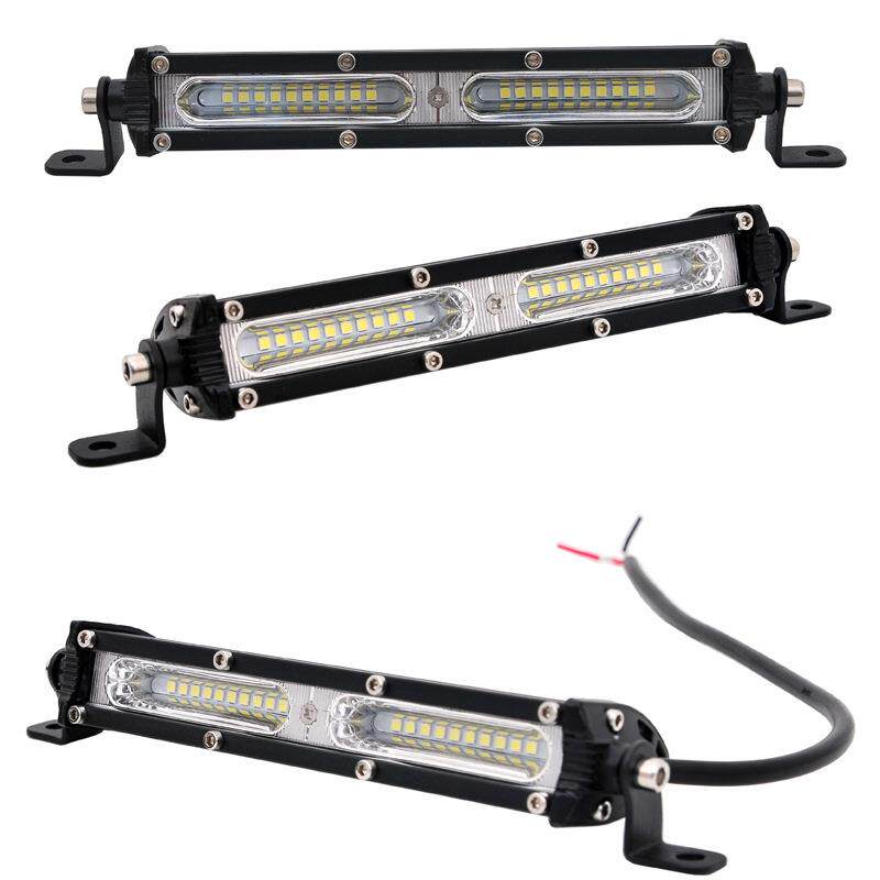 新款直销汽车LE超薄单排改装前杠中网长条射灯12V24V货车越野车顶