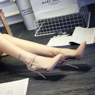 尖头凉鞋女细跟高跟鞋 2025夜场10cm一字扣带女鞋 迷人包脚春单鞋