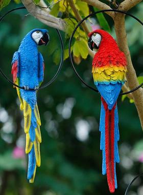 仿真鹦鹉鸟类挂饰工艺品花园摆件户外庭院子园林雕塑挂树动物装饰