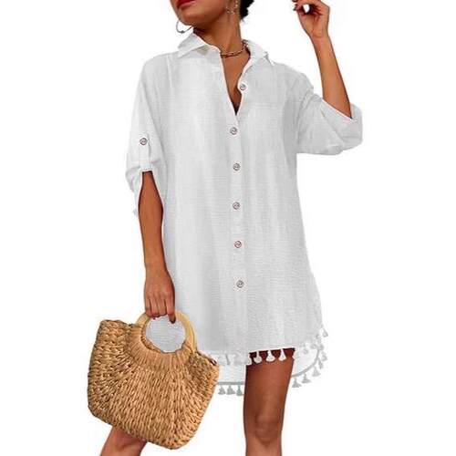 Shirt fringe lace bikini cover