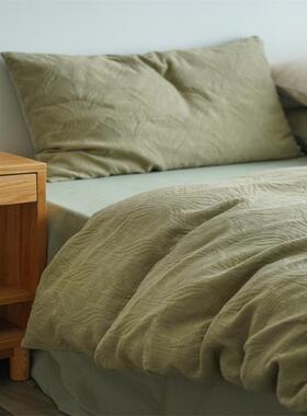 屿川丨全棉提花床上四件套立体纯棉被套民宿套件Ykk拉链4轻奢风