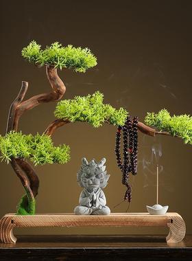 实木根雕摆件家居客厅玄关创意装饰品风化木树根底座禅意桌面摆设