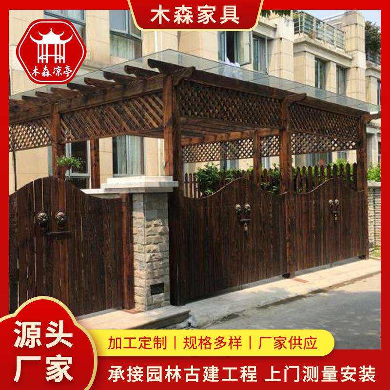 户外炭化实木地板葡萄花架 庭院座板靠背花园爬藤架 厂家景区工程