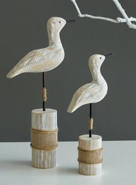 海洋风手雕工刻海鸟摆件海鸥摆设地中海样房软板装电柜摆GQI视台