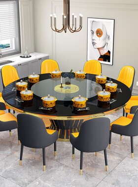 家大桌圆火锅用炉桌子电磁一体MDY-1火锅桌桌椅组合餐桌一人一锅