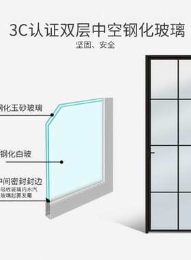 卫生间门室内家用门浴室洗手间玻璃门简约家用平开门厨房厕所铝门