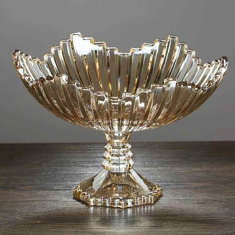 新款欧式水盘欧风格玻璃果果盘红创意现代北轻奢客厅茶几家用网糖