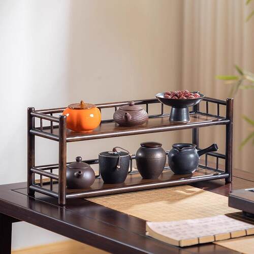 茶桌架桌面小型博古架中式茶杯收纳架茶桌杯架茶具置物架台面茶架