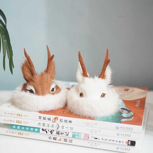 鄂伦春族狍角帽同款狍子帽子头饰狍头鹿角帽纯手工仿真汽车载摆件