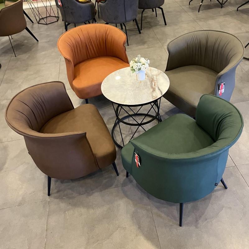 北欧休闲网红办公单人接待会客区沙发茶几皮艺客厅阳台懒人沙发椅