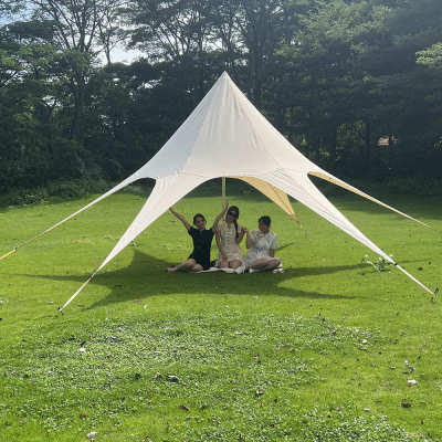户外多用途三峰云天幕 大型营地沙滩多人遮阳棚 露营野餐单峰天幕