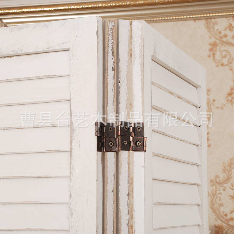 复古百叶窗屏风办公屏风隔断客厅玄关隔断折叠移动玄关屏风