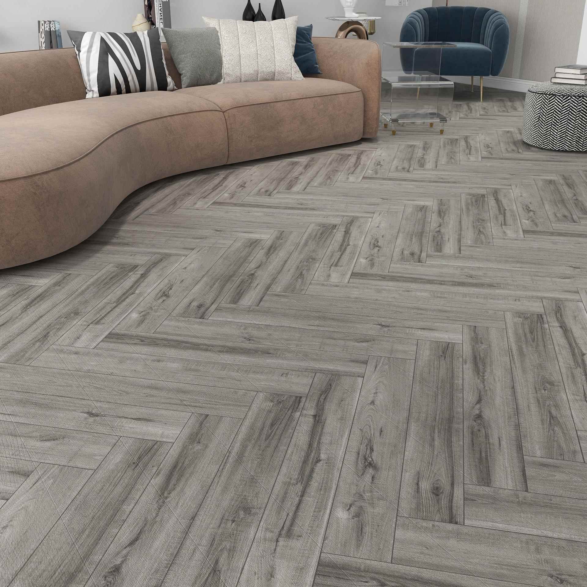 spc锁扣地板防水人字拼石塑地板卡扣式卧室家用静音环保防水4.2mm