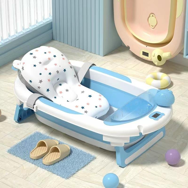 婴儿洗澡盆浴盆新生儿沐浴盆大号可折叠无线感温浴盆新款