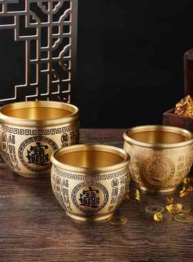 黄铜特大招米宝字缸精雕百福聚财缸做旧福字米缸聚宝盆金属工艺品