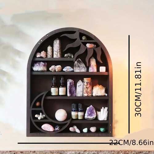 爆款Cat in the Moon Crystal Wooden Shelf月亮猫精灵水晶架