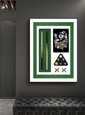 台球装饰画桌球室挂画背景墙立体实物装饰画台球厅室内装饰可定制
