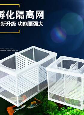 鱼缸水族箱水中隔离网 繁殖 孵化盒 带隔离板 鱼缸漂浮小号大号