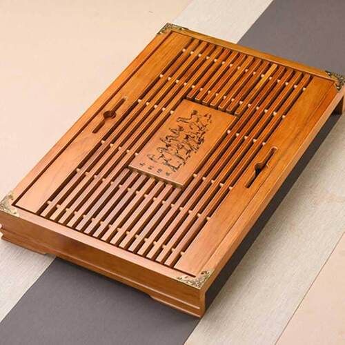 Wood Tea Tray Chinese Kung fu Wood Tea Board with Drainage