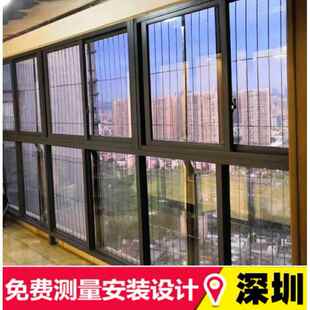 断桥铝合金门窗双层隔音窗户钢化玻璃平开 落地推拉封阳台定做深