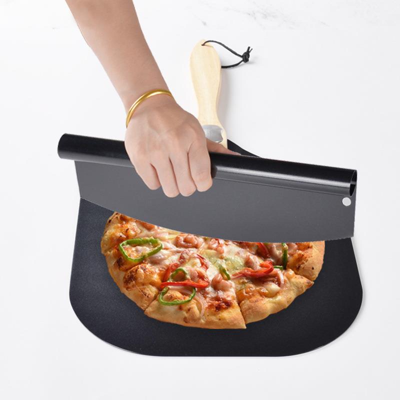 不粘披萨铲 铝pizza披萨转移铲木柄折叠铲半月不锈钢披萨切三角铲