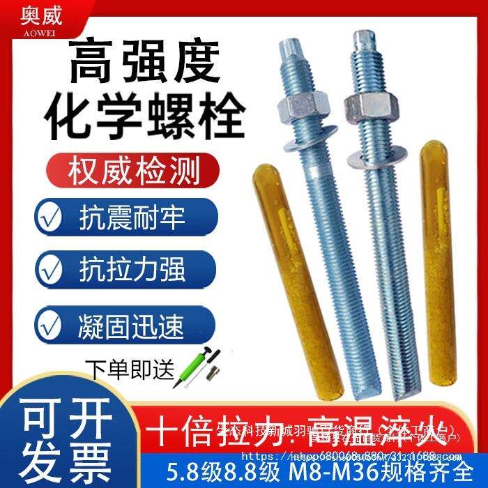加长化学锚栓高强度化学螺栓膨胀锚固倒锥形化学螺栓m12m16m20m24