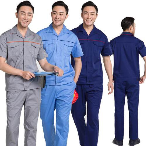 短袖工作服套装男夏季薄款半袖劳保服耐磨员工地车间衣服定制logo
