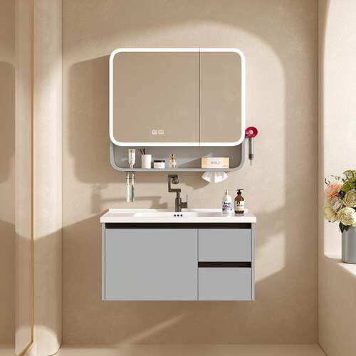 福伊迈太空铝浴室柜组合化妆室一体陶瓷洗手洗脸盆挂墙式洗漱台美