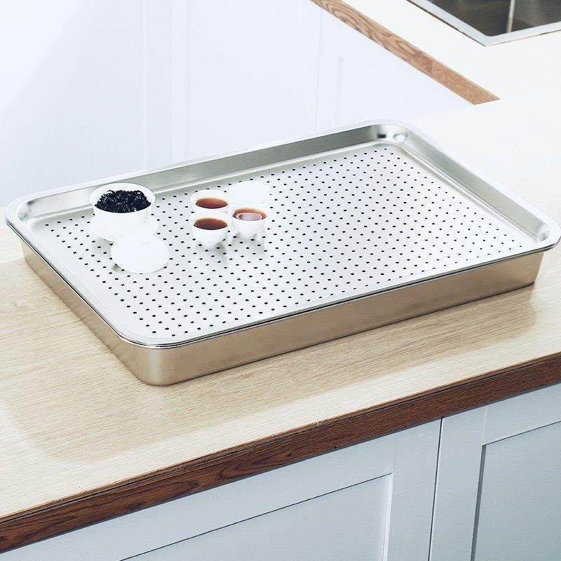 防锈不锈钢茶盘加厚加大沥储水式茶托 托干泡台茶海漏盘冲孔沥油,餐饮具,茶盘,淘宝优惠券,粉丝福利购,淘宝优惠卷