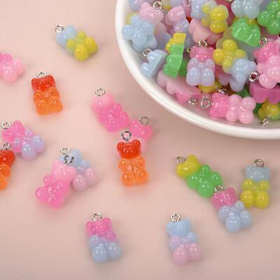 10pcs 22X11mm Candy Color Gummy Mini Bear Charms for Making
