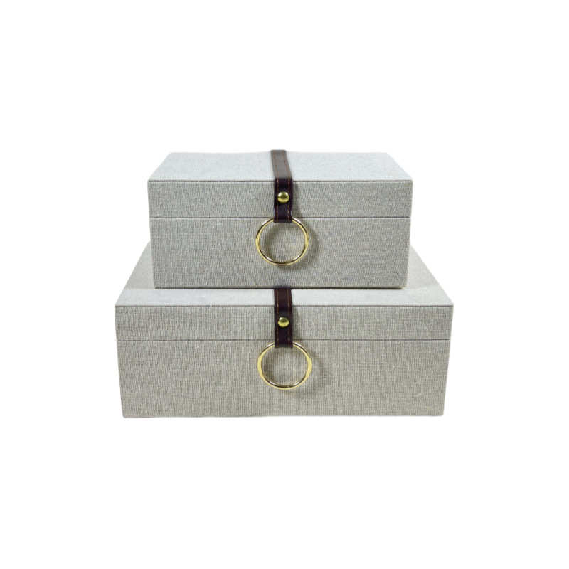 轻奢现代棕色灰色皮革木质首饰盒家居卧室软装收纳盒客厅玄关摆件