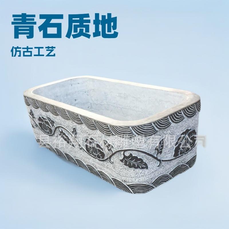 青石石雕鱼缸仿古庭院阳台荷花缸鱼缸花盆青石水缸天然石雕鱼缸