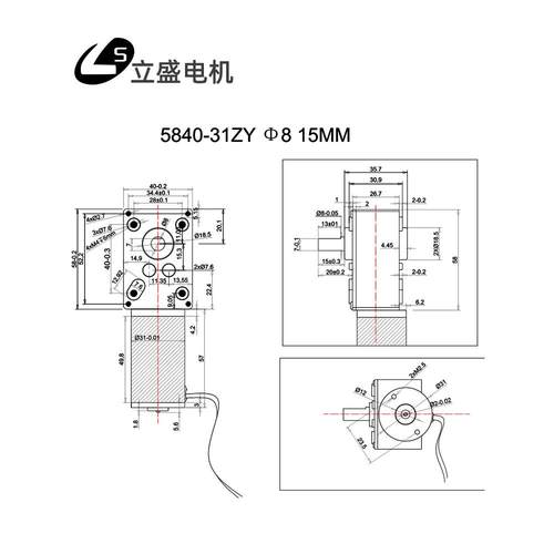 立盛58Y4钢齿轮（0-31Z2微直流型减速电机涡轮蜗杆自锁调速慢速马