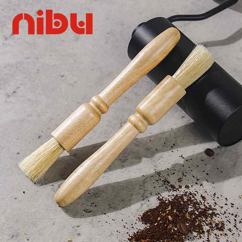 尼布 清洁刷 木质咖啡粉清理刷 咖啡机磨豆机清洁毛刷猪鬃圆头刷