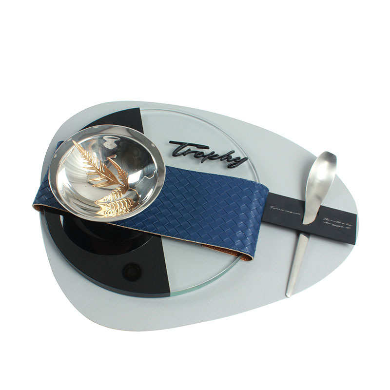 22N-8偏口碗配黑白水晶欧式法式美式轻奢样板间餐具套装软装摆台