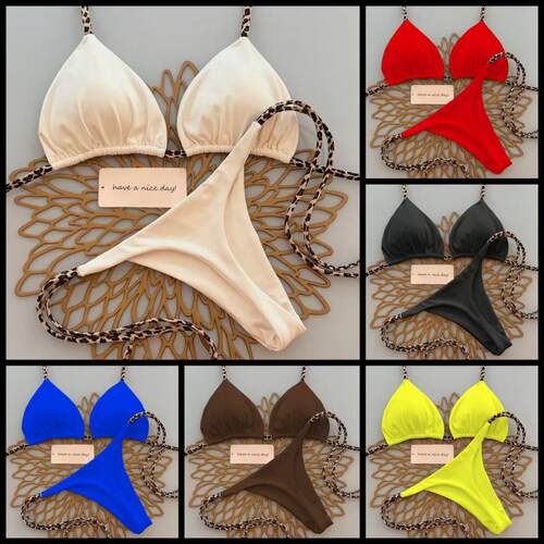 Womens Sexy Tie-Strap Two-Piece Bikini Swimsuit Tie Back