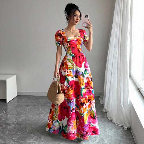 Women's Plus Size Casual Tie Front Floral Print