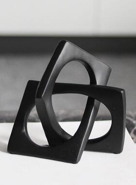 日本进口现代简约摆件几何不规则方形缠绕环扣创意样板房售楼处酒