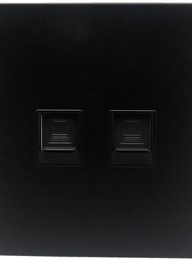 双口RJ45电脑插座黑色86型双网络面板网线插座超五类电脑模块面板