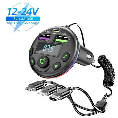 Car Bluetooth 5.0 FM Transmitter MP3 Modulator Player Handsf