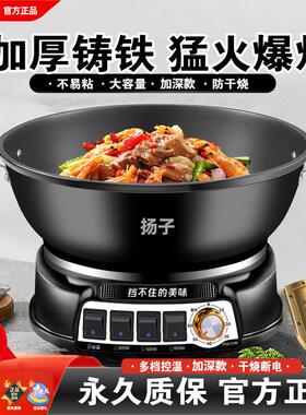 铸铁电炒锅多功能料理锅爆炒家用炒菜不粘蒸煮炒一体式快煮锅电锅