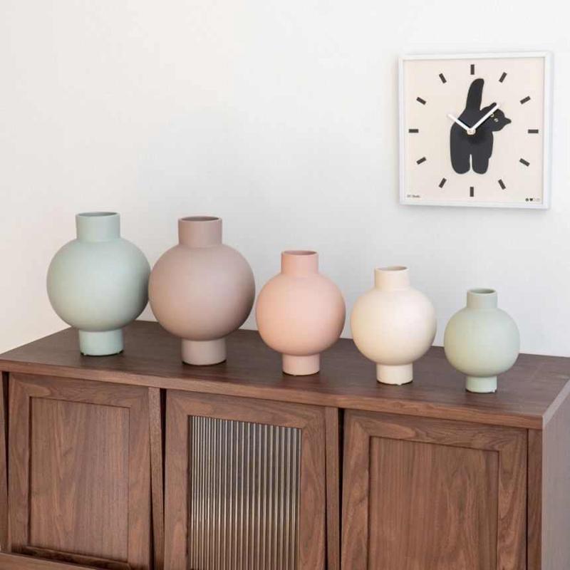 哑光圆形陶瓷花瓶摆件客厅干花插花器创意家居玄关餐桌装饰品批发