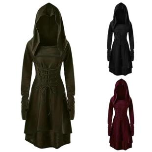 Role playing archer costume hooded robe lace pullover long