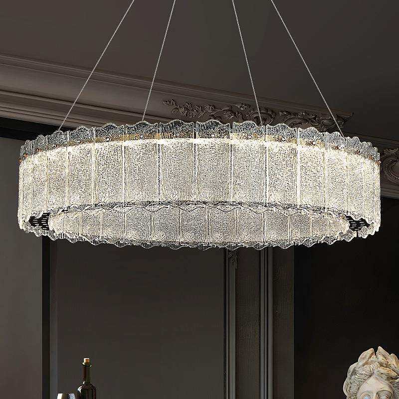 法式轻奢吊灯创意树叶玻璃餐厅灯后现代复古简约大气家用饭厅灯具