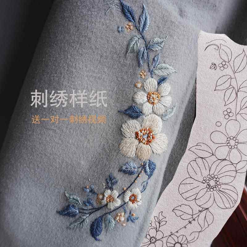 中式手工刺绣花样纸可缝diy手工布贴T恤毛衣上衣牛仔玫瑰水溶背胶